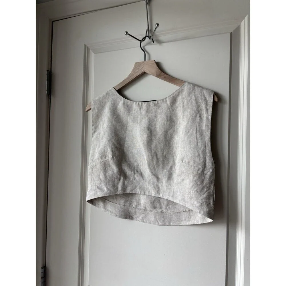 Posse 100% Linen Size XXS Martina Cropped Women’s Shirt - Picture 2 of 5